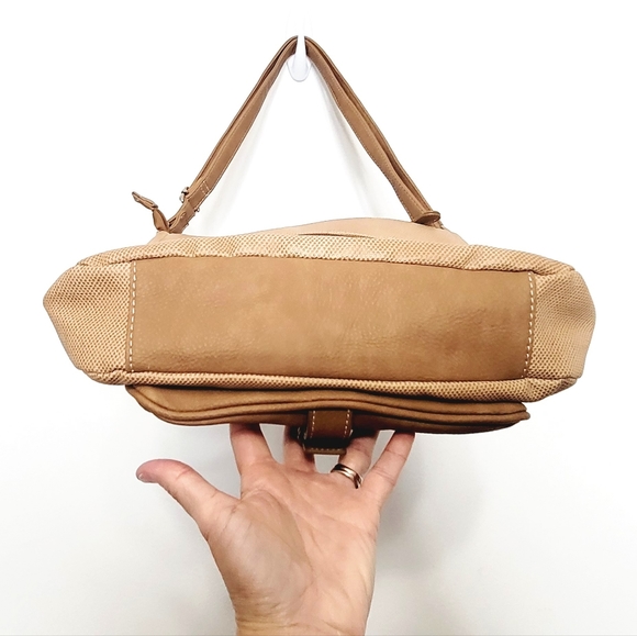 Multisac Tan Camel Colored Shoulder Bag NEW Adjustable Straps Textured 12x11 - Picture 7 of 14